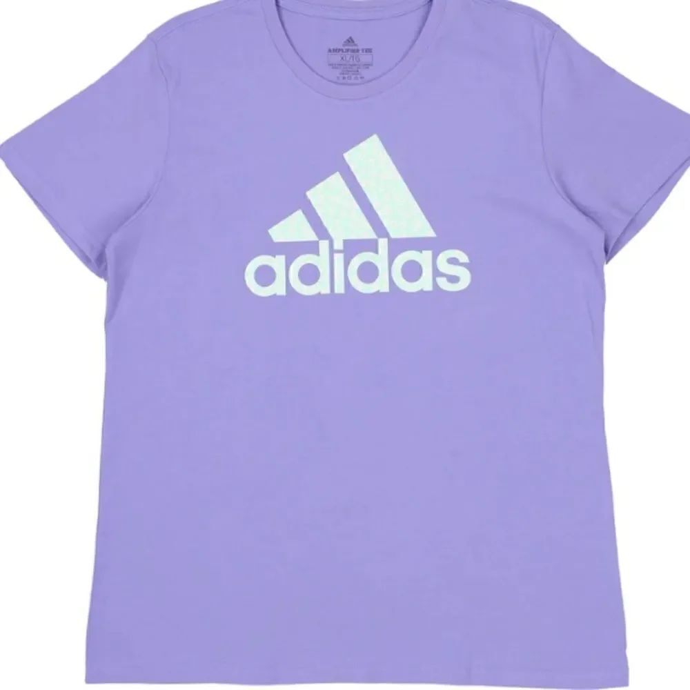 adidas Floral Badge of Sport Graphic Tee 2XL light purple with green flowers NWT